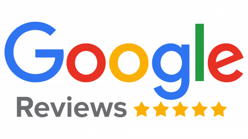 Google-logo boven het woord "Recensies" met vijf gele sterren eronder, wat staat voor een vijfsterrenbeoordeling voor YouthCommerce.